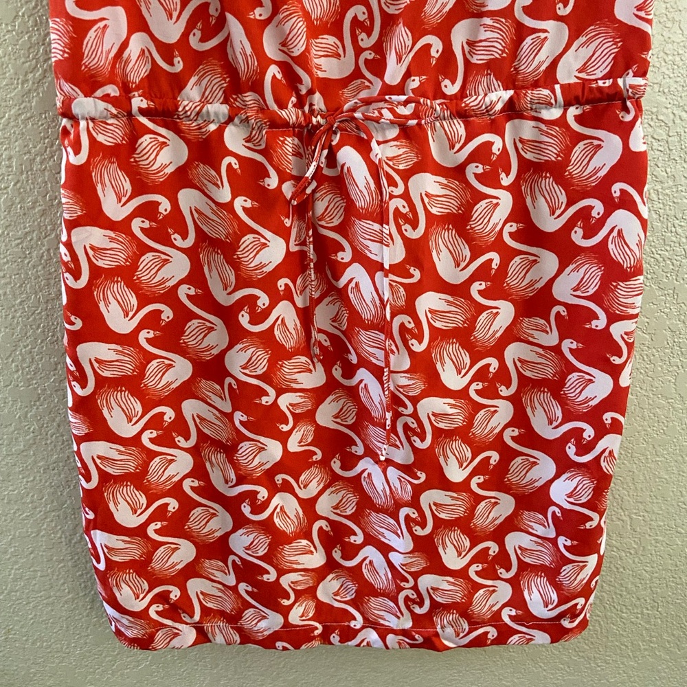 Anthropologie Porridge Orange White Swan Mini Dress Sz X Small - Picture 5 of 12